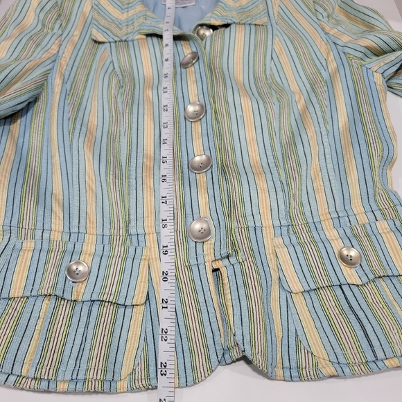 VINTAGE Carlisle Striped Silk Lined Jacket Blazer Career Size 6 - Picture 13 of 15